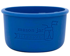 Mason Jar Lifestyle Deep Blue half-pint silicone sleeve protects Kerr jars during daily use