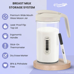 Masontops stick-on thermometer for quick temperature checks before feeding.