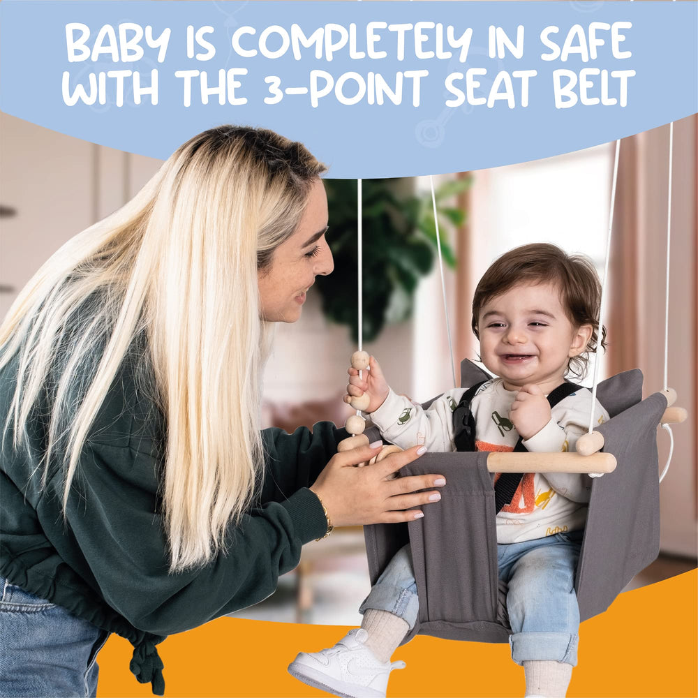Mass Lumber 3-point harness provides safe restraint for infants and toddlers.