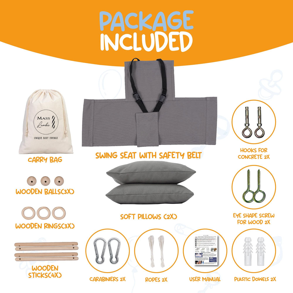 Mass Lumber carry bag makes transporting the swing to parks and visits simple.