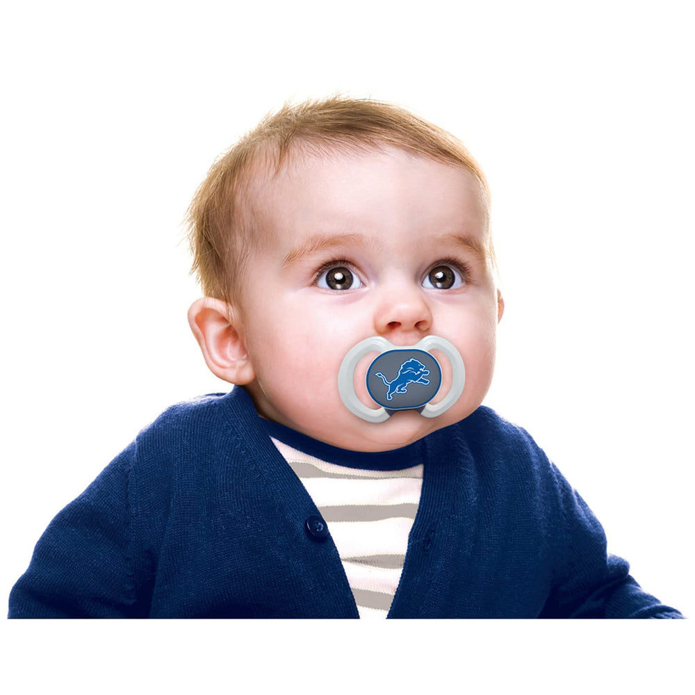 Masterpieces Detroit Lions pacifier nipple close-up silicone tip for gentle soothing.
