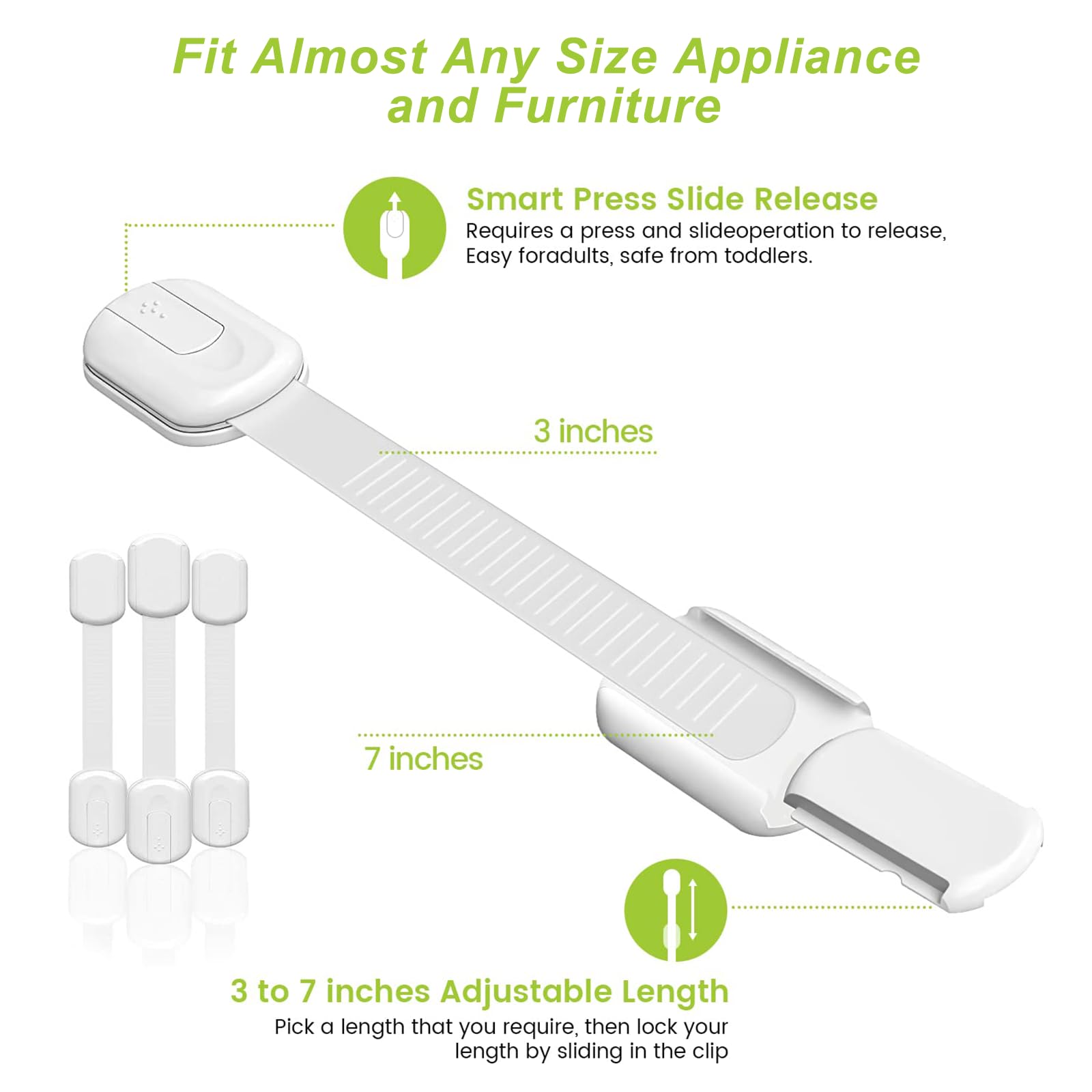 Matenf 4-Pack Child Proof Cabinet Locks — No-Drill, ABS Safety for Drawers & Fridges