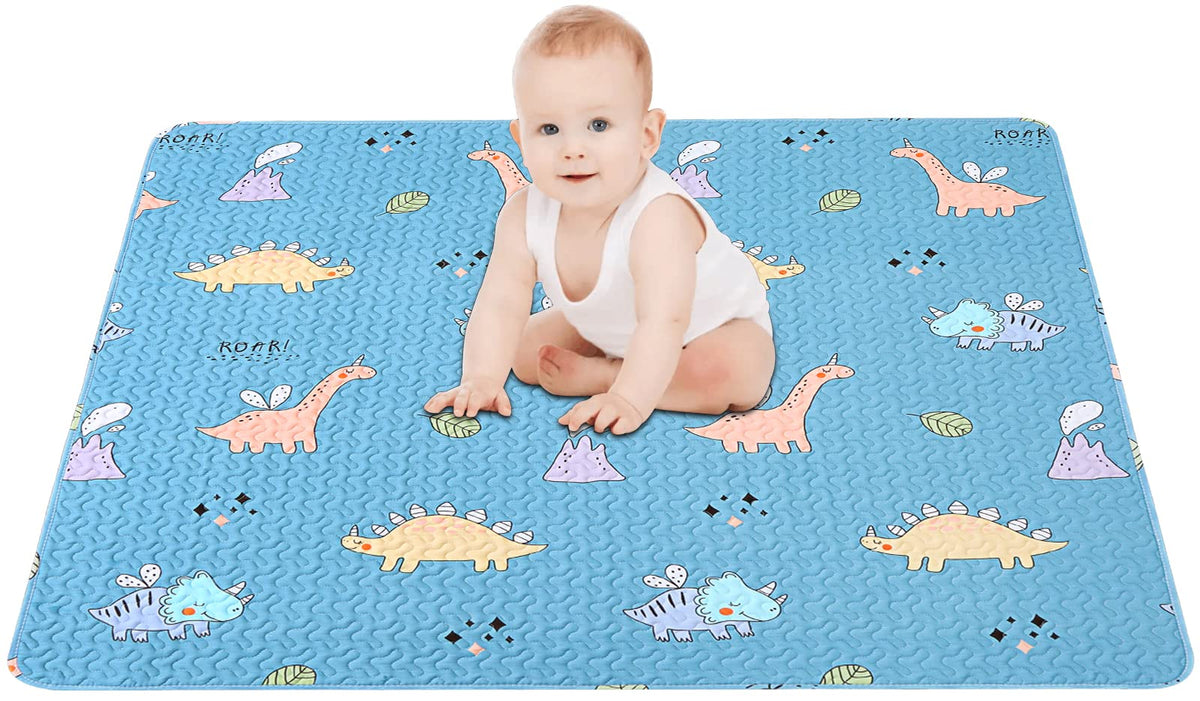 MatLeya 50x50 foldable playmat provides a soft surface for play.