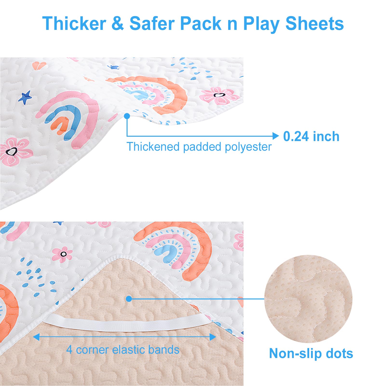 MatLeya fitted pack n play sheet with elastic corners for secure fit
