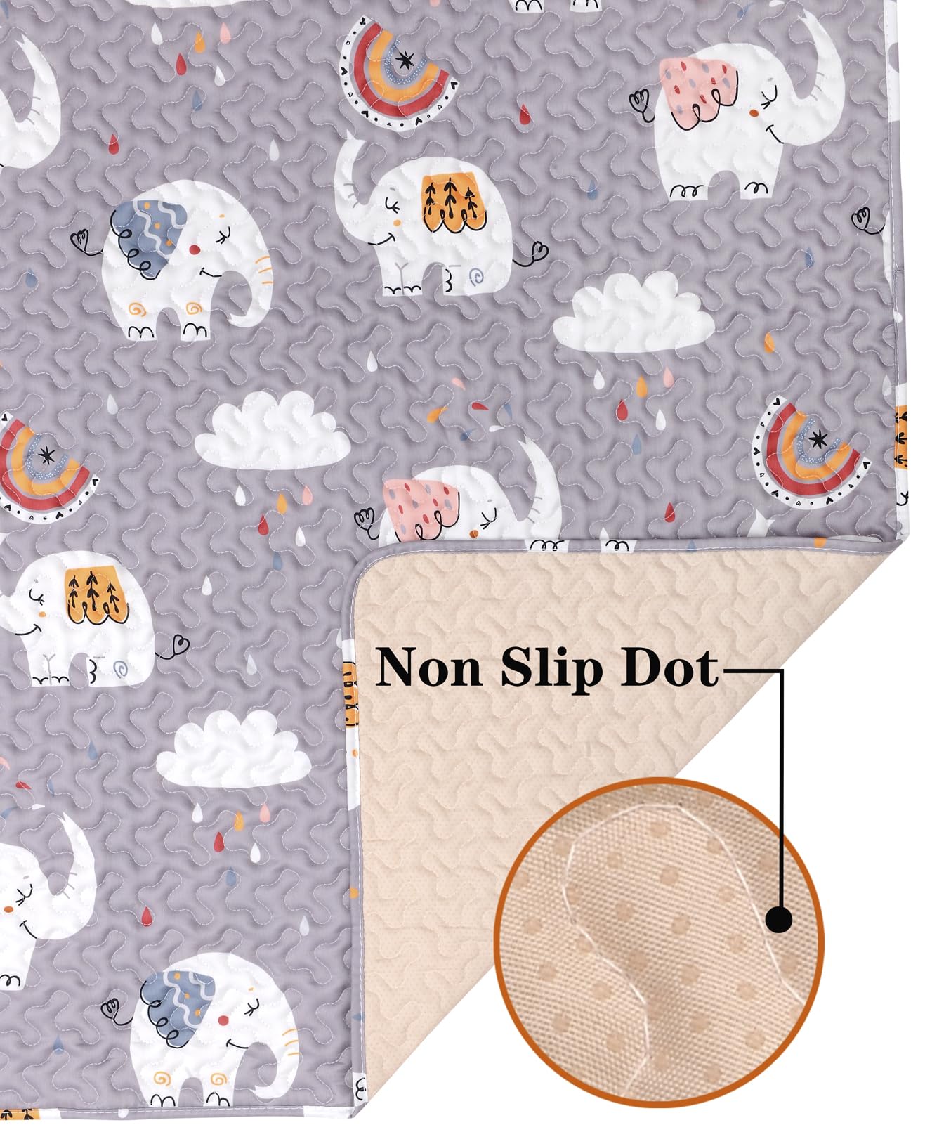 MatLeya playmat with non-slip silicone dots keeps mat in place for safe play.