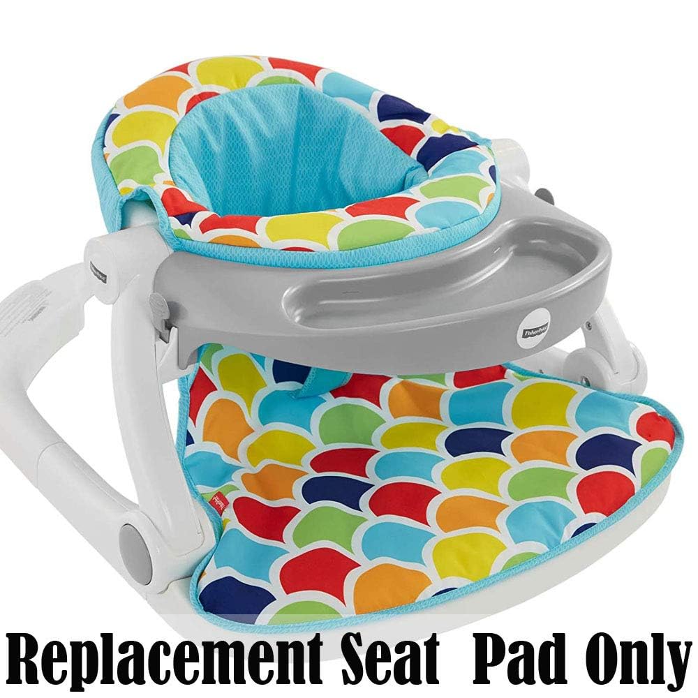 Mattel Fisher-Price Sit-Me-Up seat pad back view shows secure fit for lasting support.