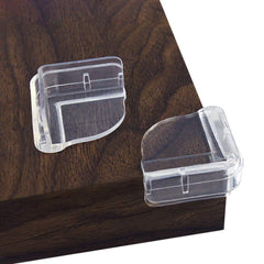 Matyz 16-pack large clear corner protectors on a table edge for transparent safety.