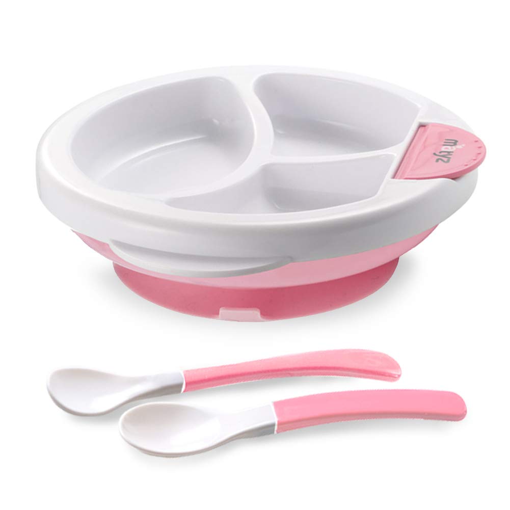 Matyz baby feeding suction base keeps the plate stable during self-feeding.