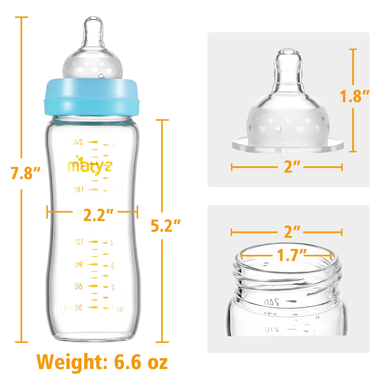 Matyz medium-flow silicone nipple, soft and natural feel for comfortable latch.