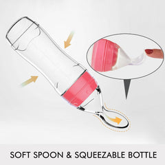 Matyz soft silicone spoon soothes teething while feeding.