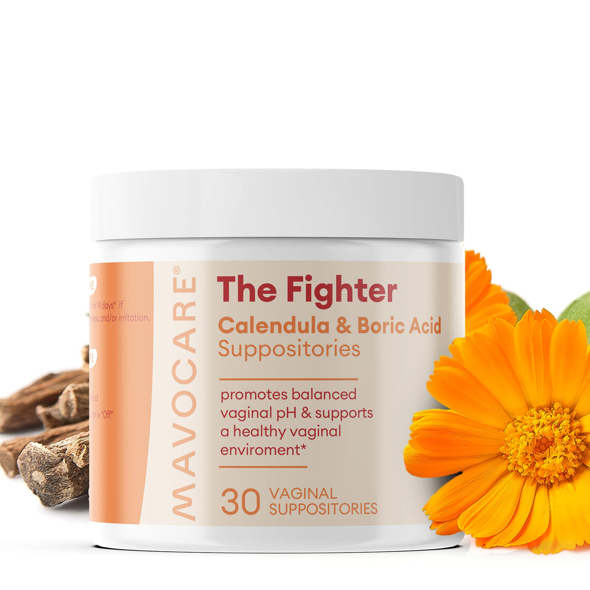 MavoCare boric acid suppositories calendula 600mg improves pH balance and moisture