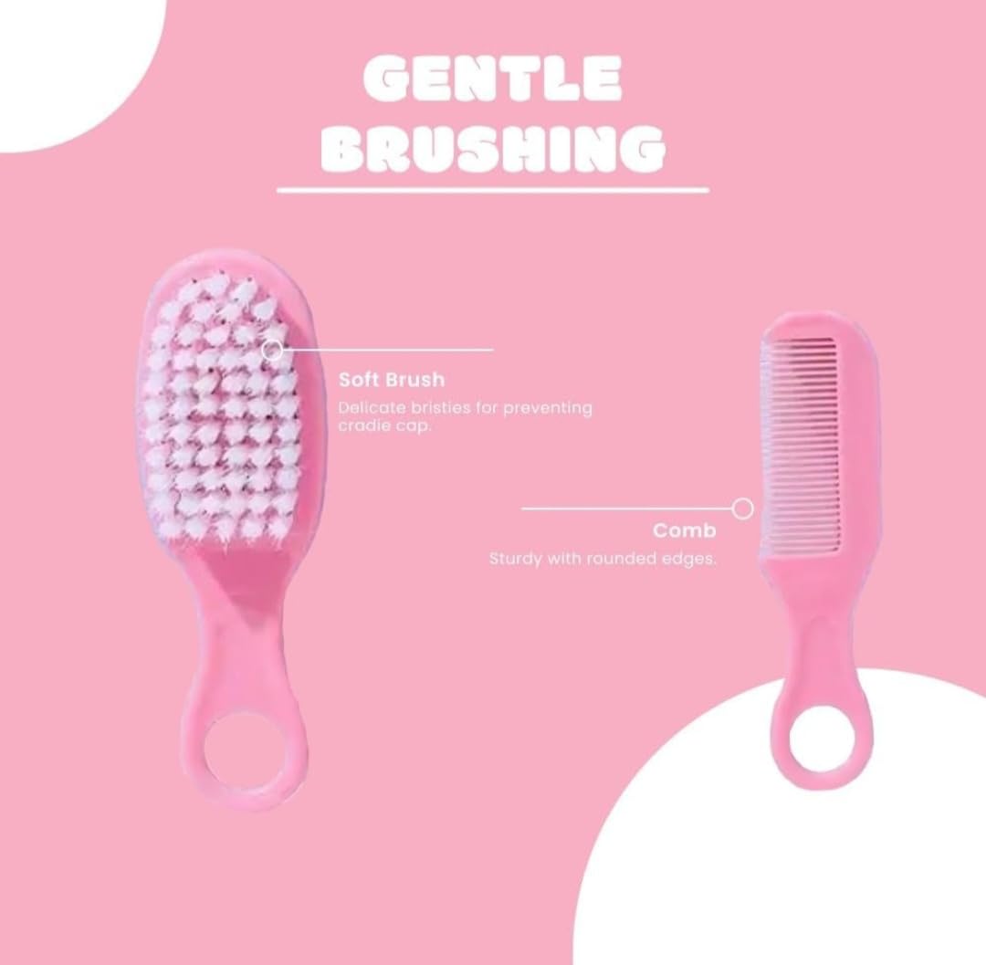MAWZEH infant comb and hair brush for soft detangling and brushing.