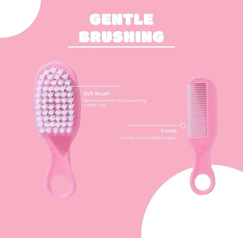 MAWZEH infant comb and hair brush for soft detangling and brushing.