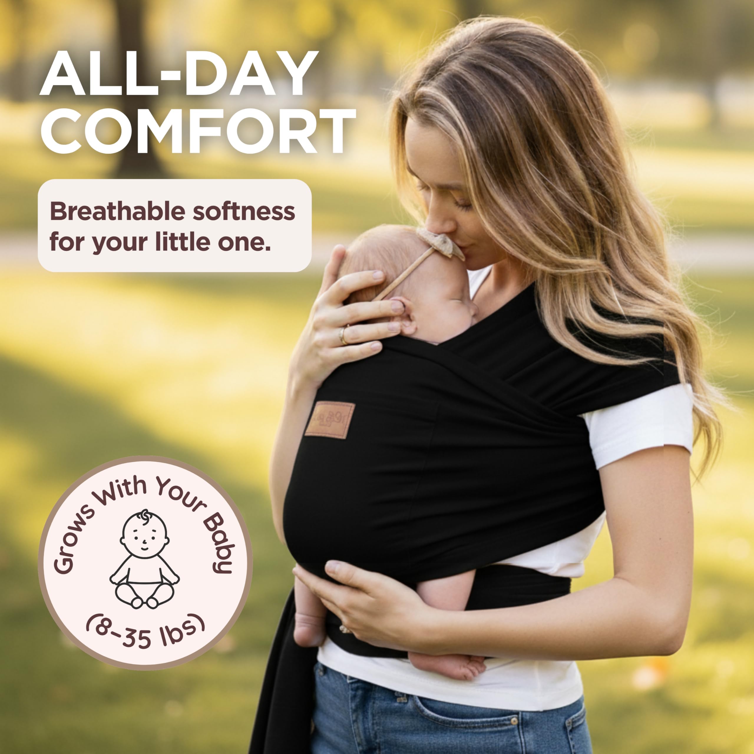 Max&amp;So Baby Wrap adjustable fit with no buckles or clips for easy securing