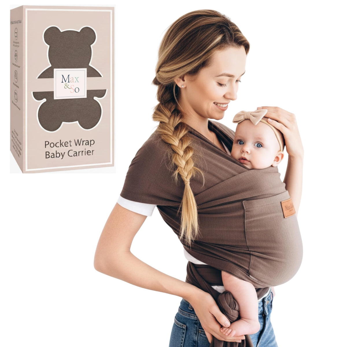 Max&So Baby Wrap Carrier close-up of soft cotton knit for breathable comfort