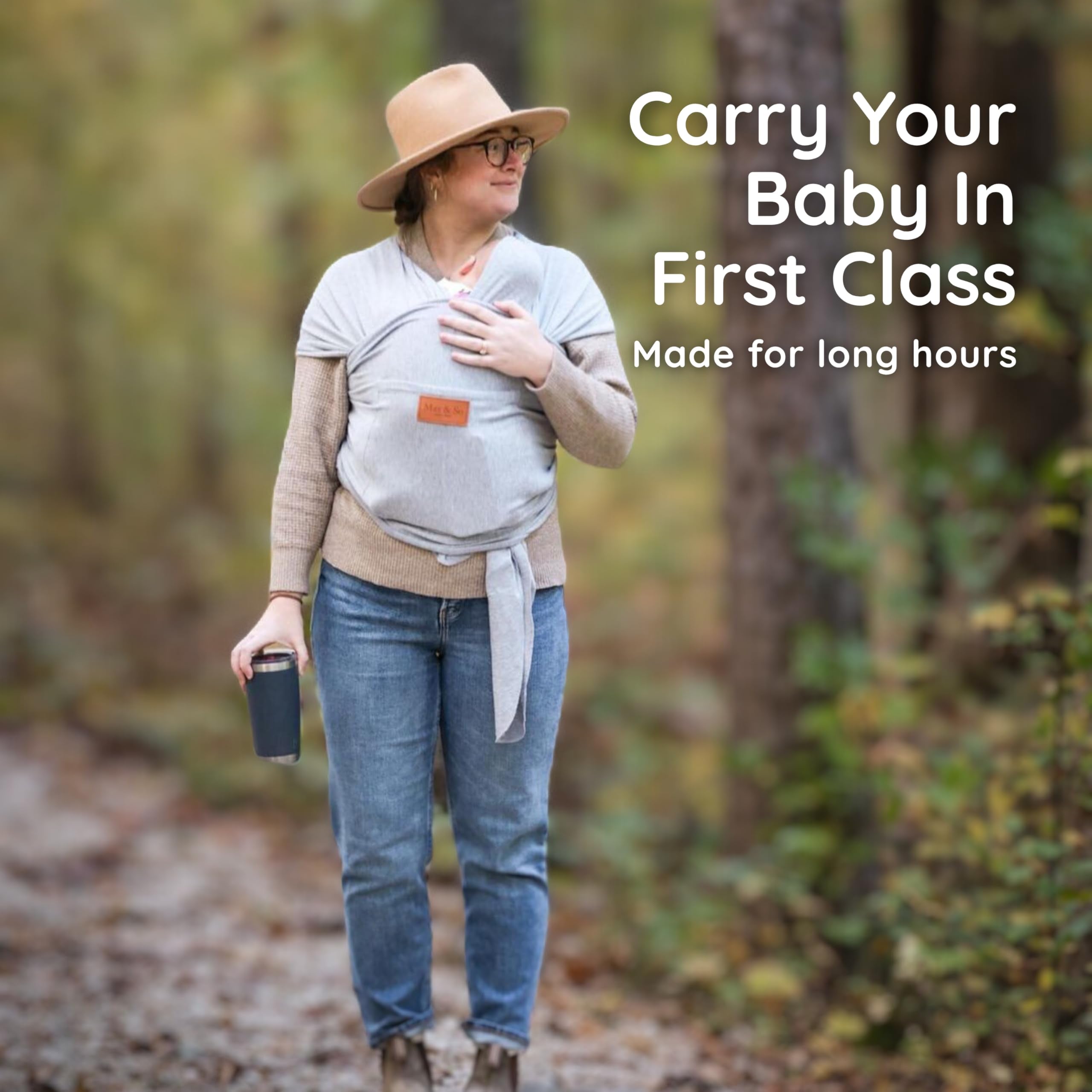Max&So baby wrap front pocket demonstrates convenient storage for essentials.