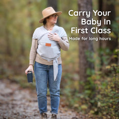 Max&So baby wrap front pocket demonstrates convenient storage for essentials.