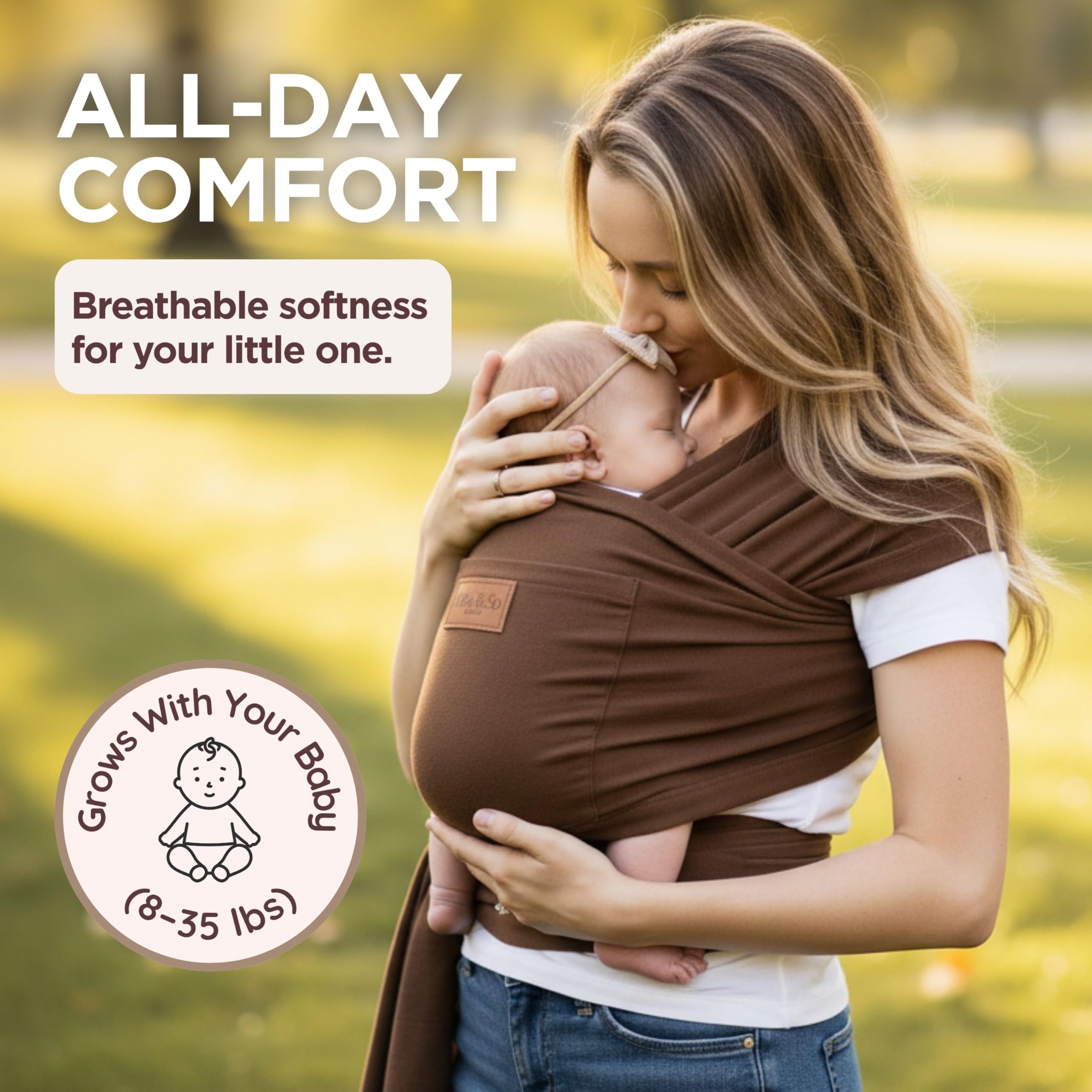 Max&So Baby Wrap Carrier in use, supporting parent and baby with ergonomic positioning