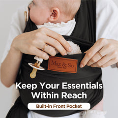Max&amp;So Baby Wrap worn by parent demonstrates hands-free comfort