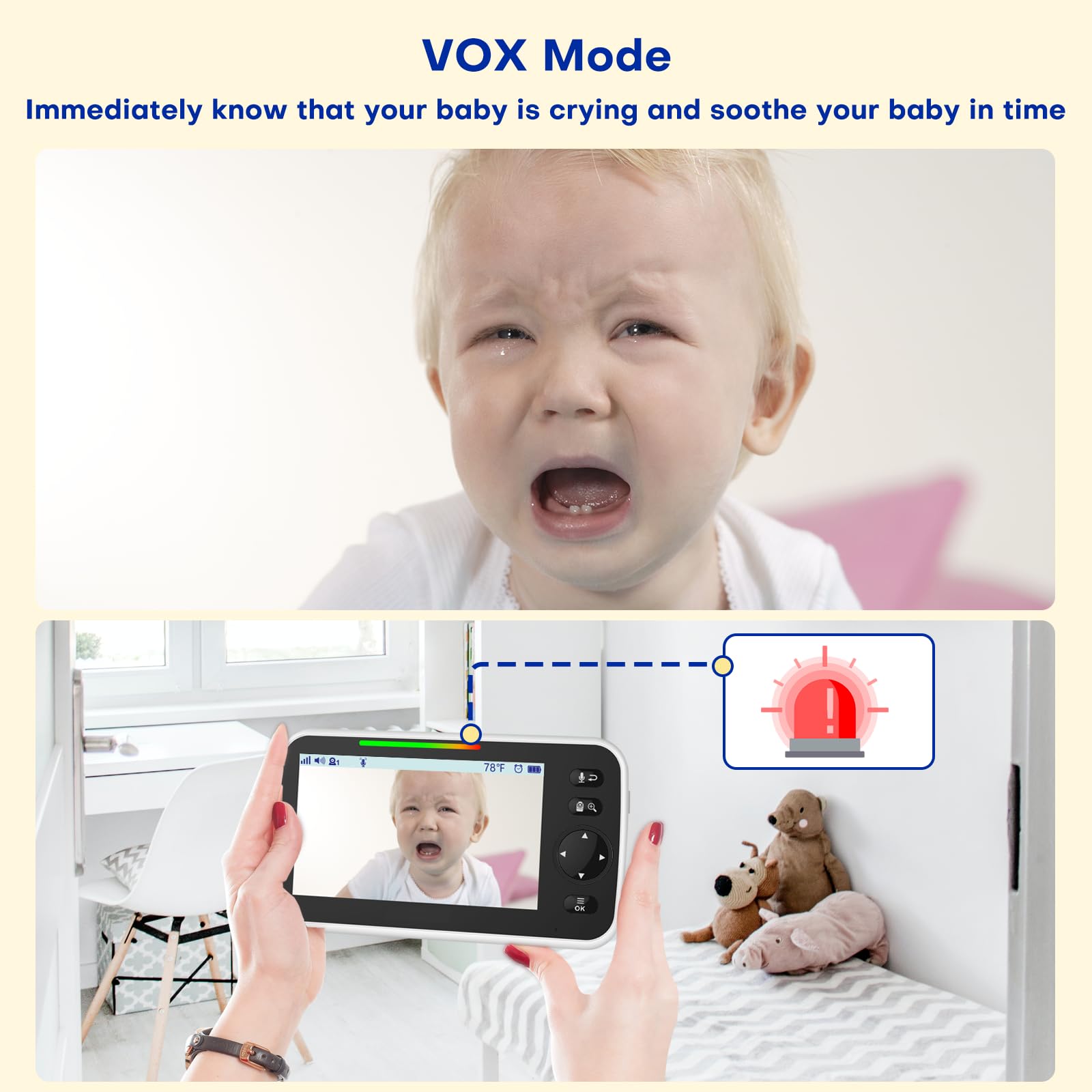 Nursery temperature alerts on Maxi Cosi help stay informed.
