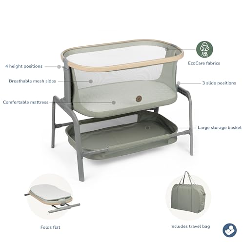 Maxi-Cosi Iora bassinet height-adjustment demonstrating space-saving versatility