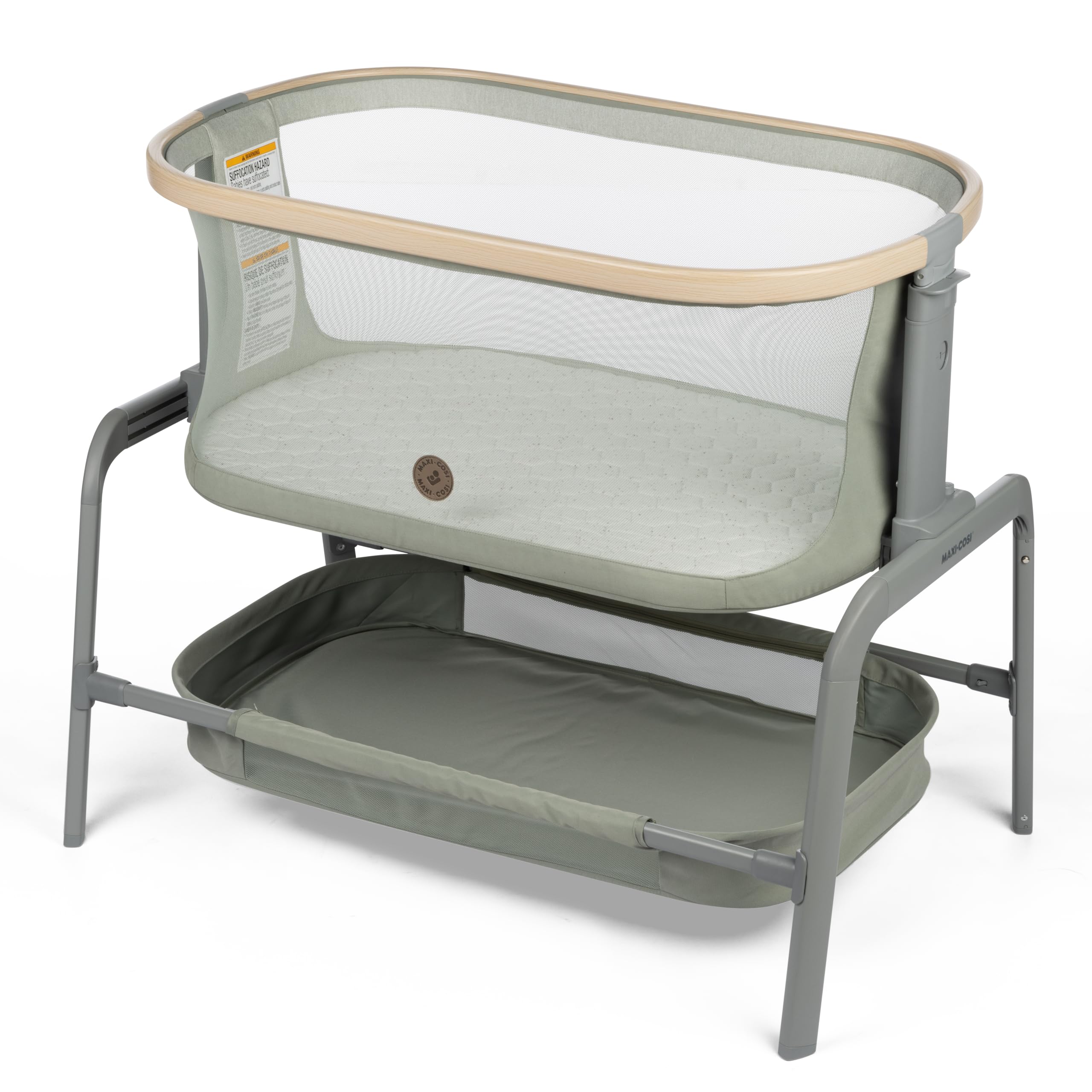 Maxi-Cosi Iora bedside bassinet with mesh-sides for airflow and baby visibility