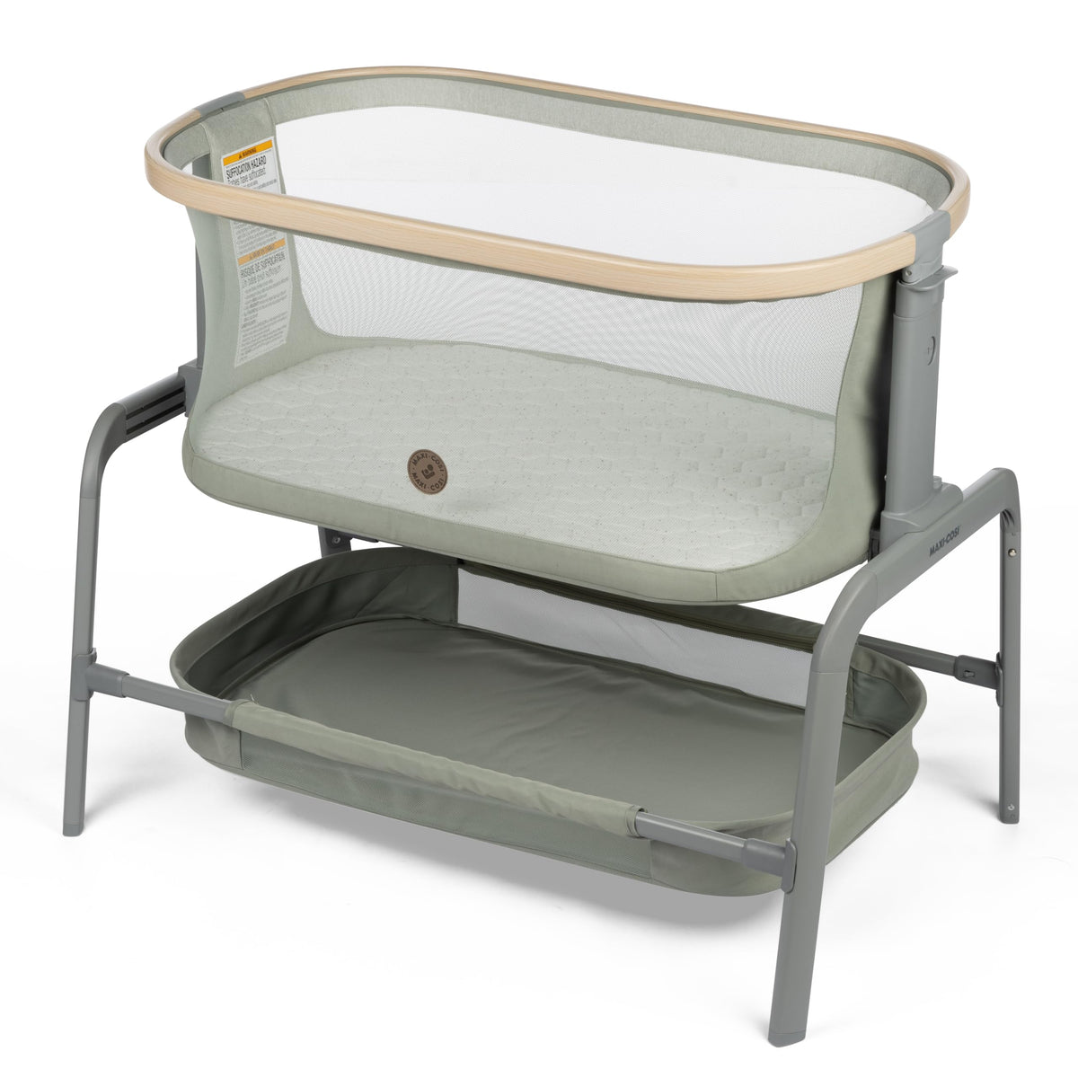 Maxi-Cosi Iora bedside bassinet with mesh-sides for airflow and baby visibility