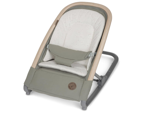 Maxi-Cosi Kori 2-in-1 rocker chair in compact-fold mode for easy transport.