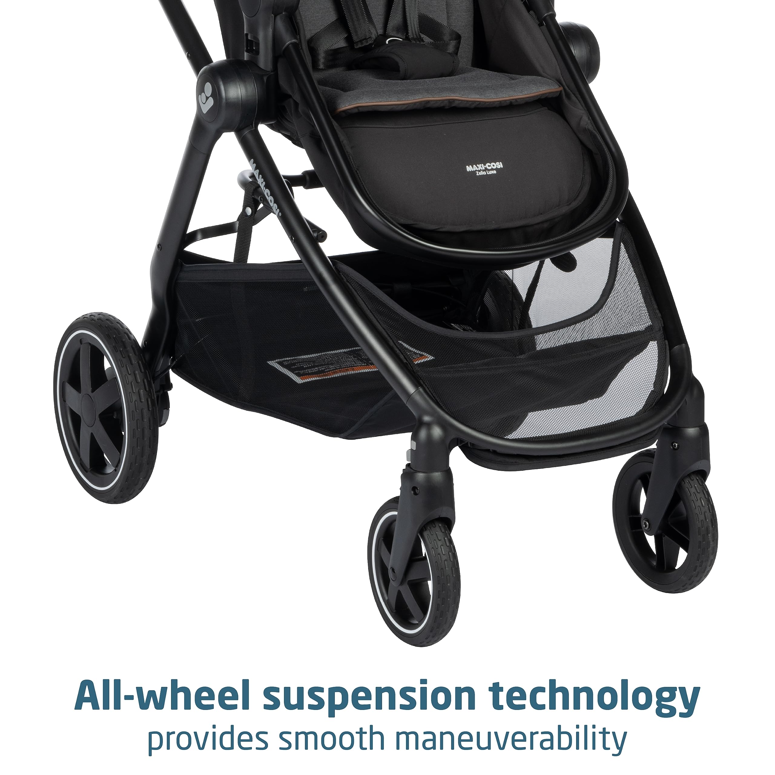 Maxi-Cosi Zelia Luxe foldable, self-standing stroller for easy storage.