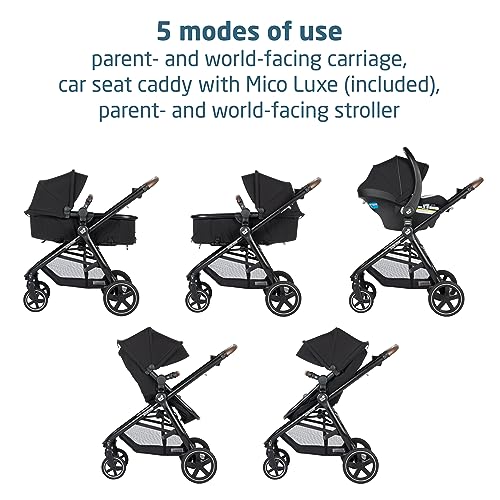 Maxi-Cosi Zelia Luxe MaxShade canopy provides UV protection and visibility.
