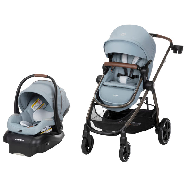 Maxi-Cosi Zelia Luxe travel system overview showing modular design for easy transitions.