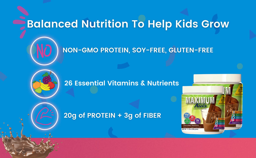 Maximum Kids ready shake with straw, convenient after-school hydration.