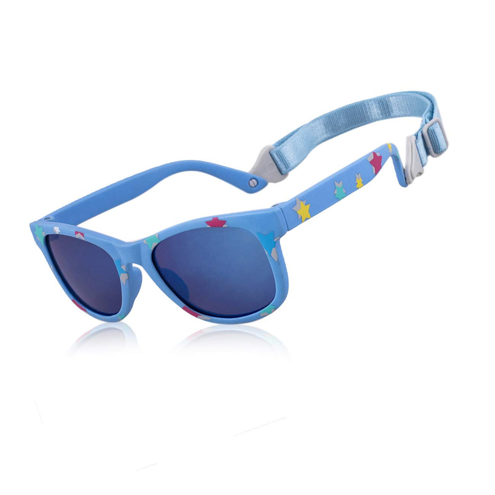 MAXJULI baby sunglasses with strap offer secure fit for active little ones.
