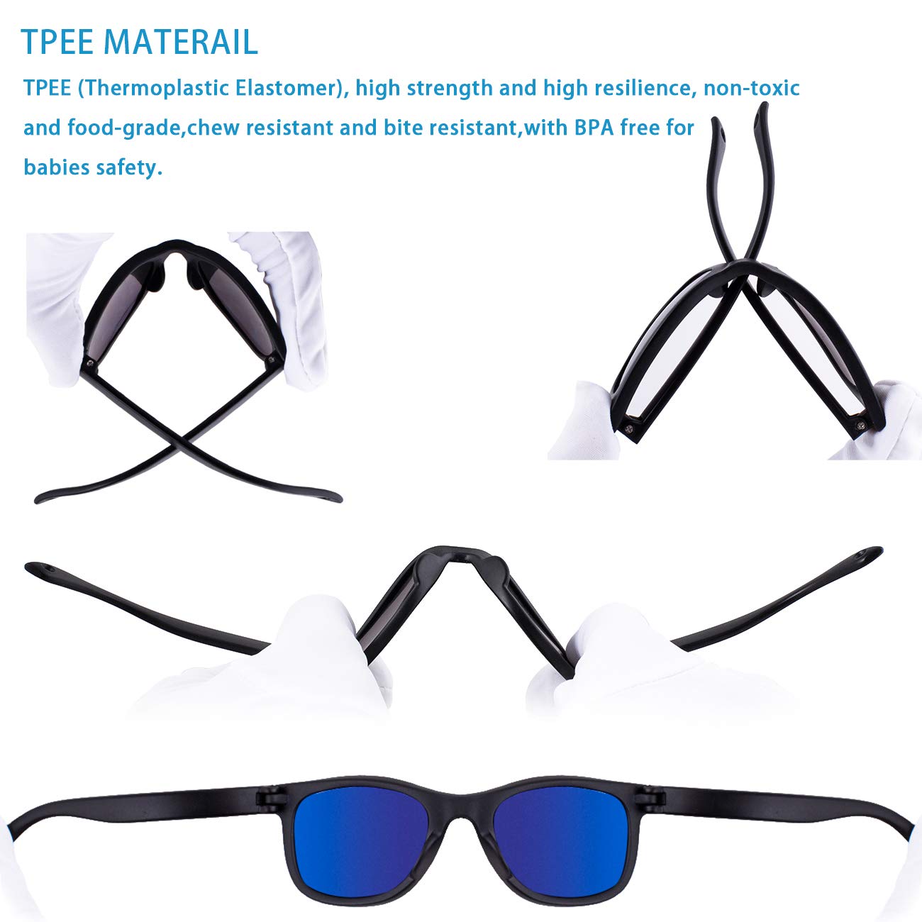 MAXJULI BPA-free sunglasses use safe TPEE material.