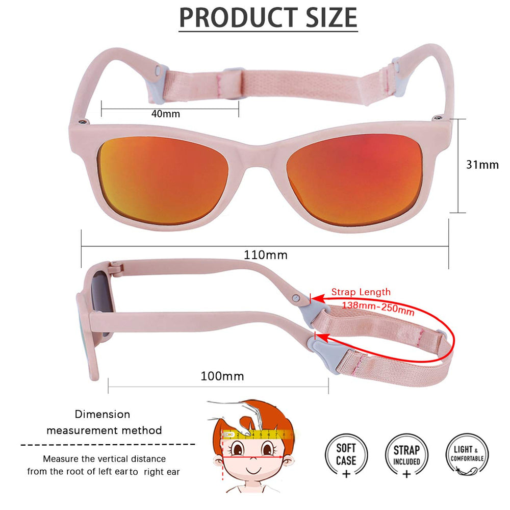 MAXJULI sunglasses worn by baby during outdoor outing for sun protection
