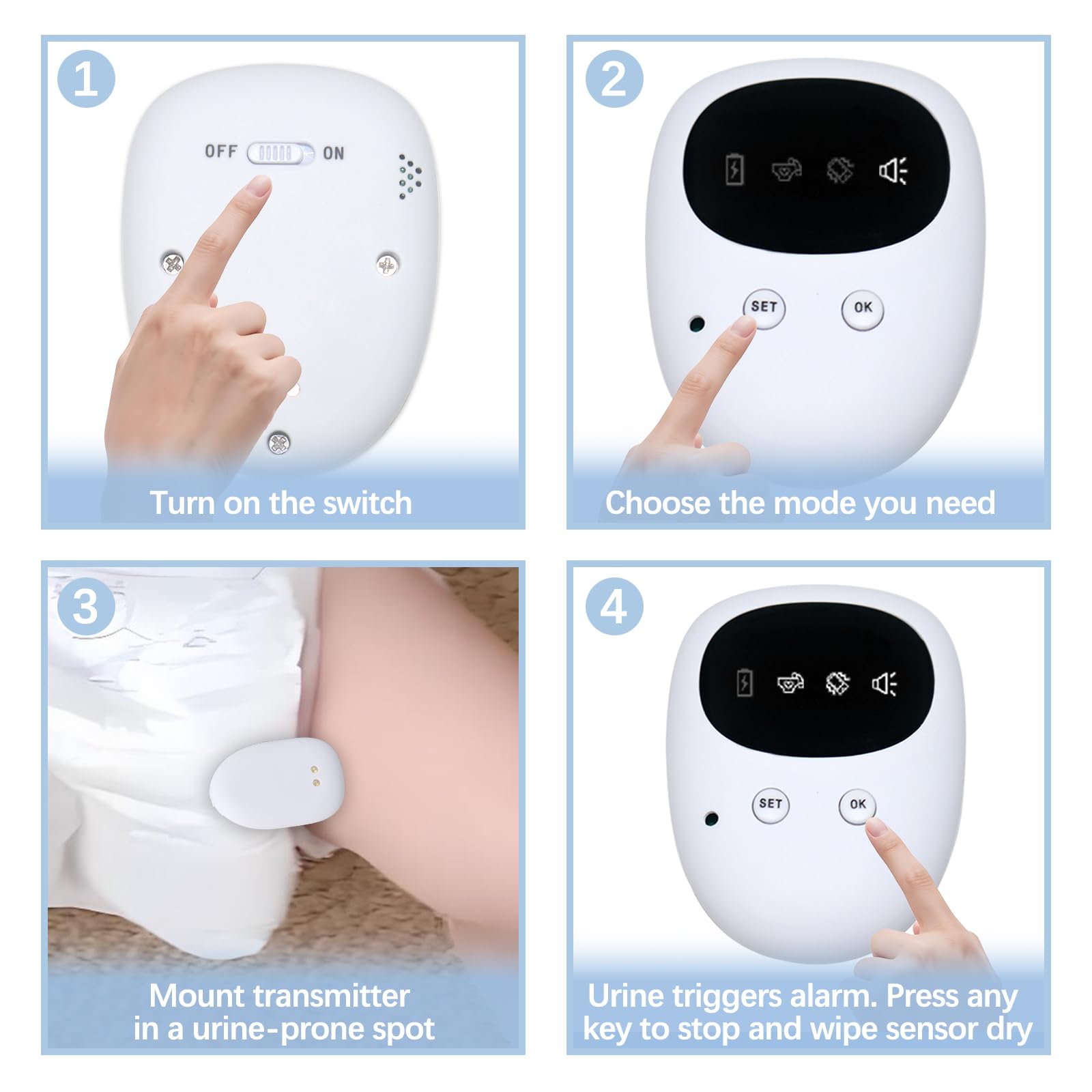 Compact, discreet design stays unobtrusive during nightly routines.