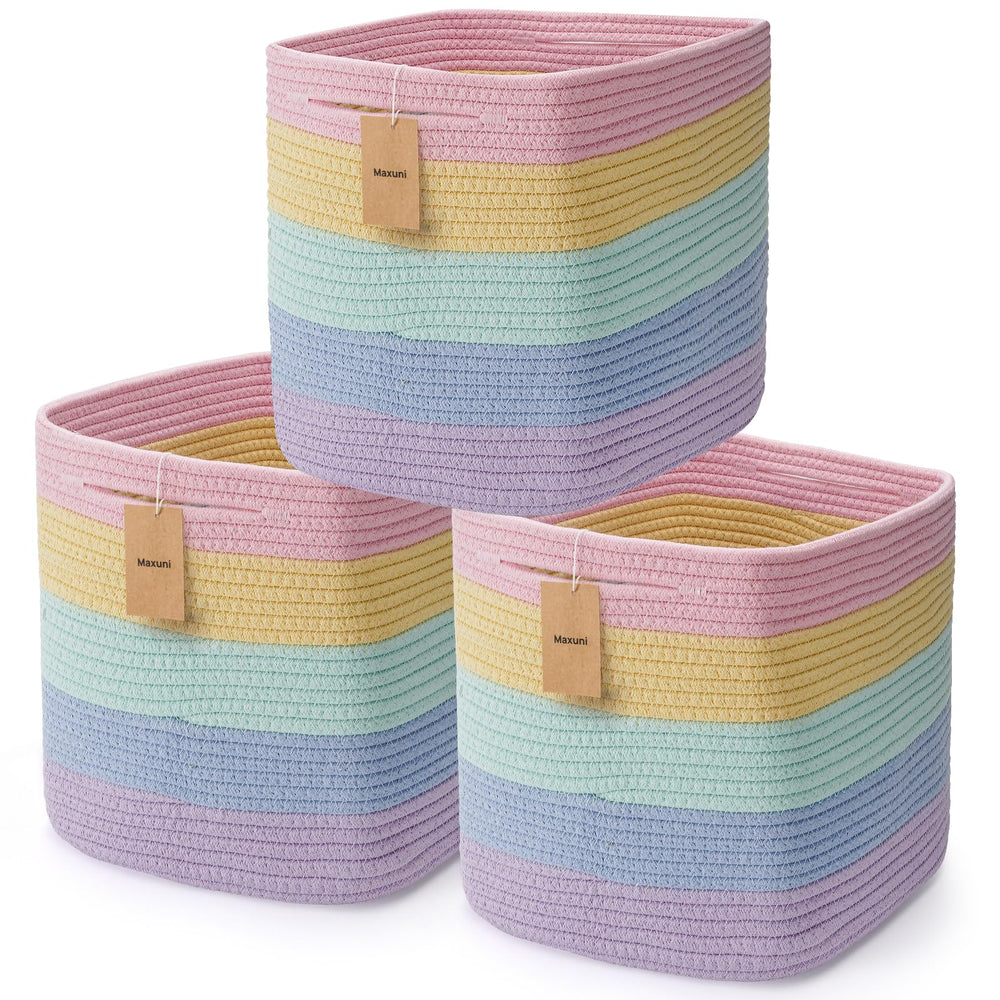Maxuni 3Pack Cube Storage Bin for tidy shelving and toy organization