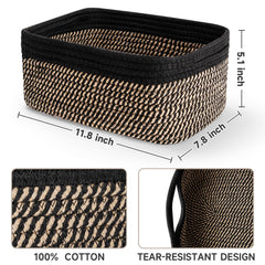 Maxuni rope baskets stacked on a shelf illustrating compact nesting.