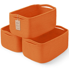 Maxuni orange rope basket set for nursery storage and toy organization