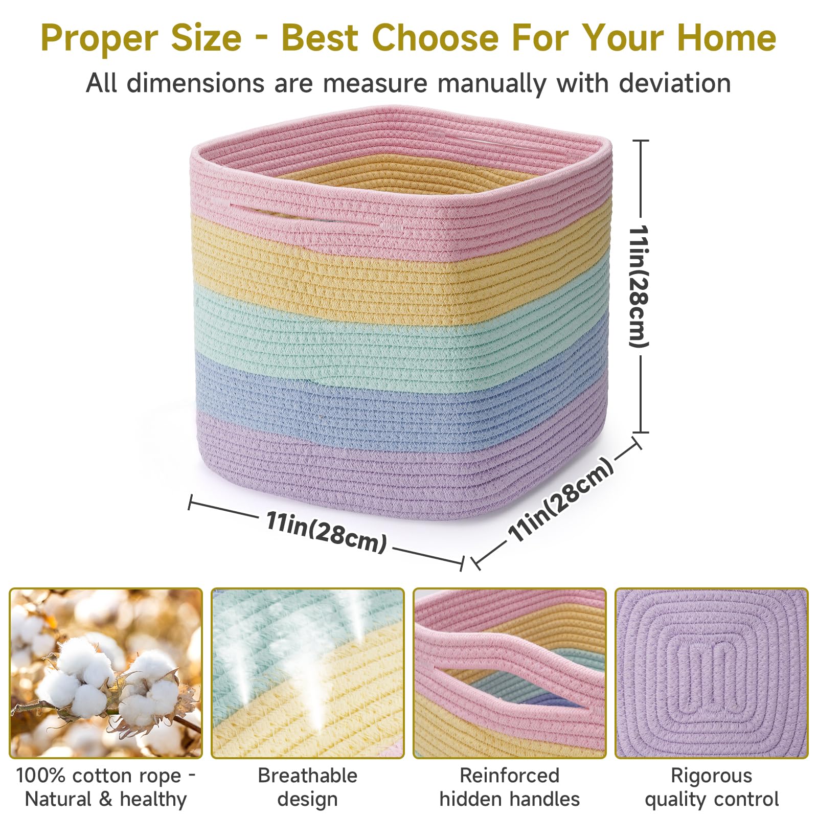 Maxuni cotton rope woven basket foldable design adds portable storage for closets