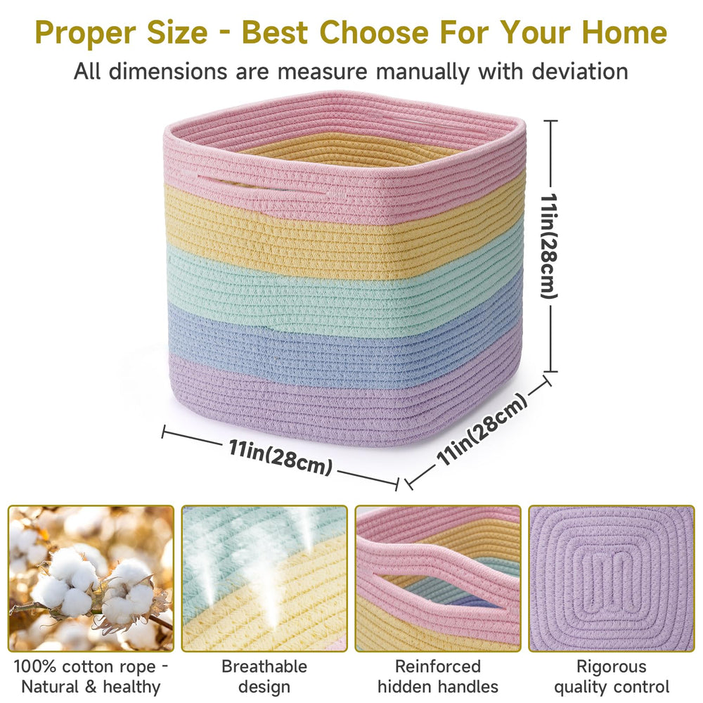 Maxuni cotton rope woven basket foldable design adds portable storage for closets
