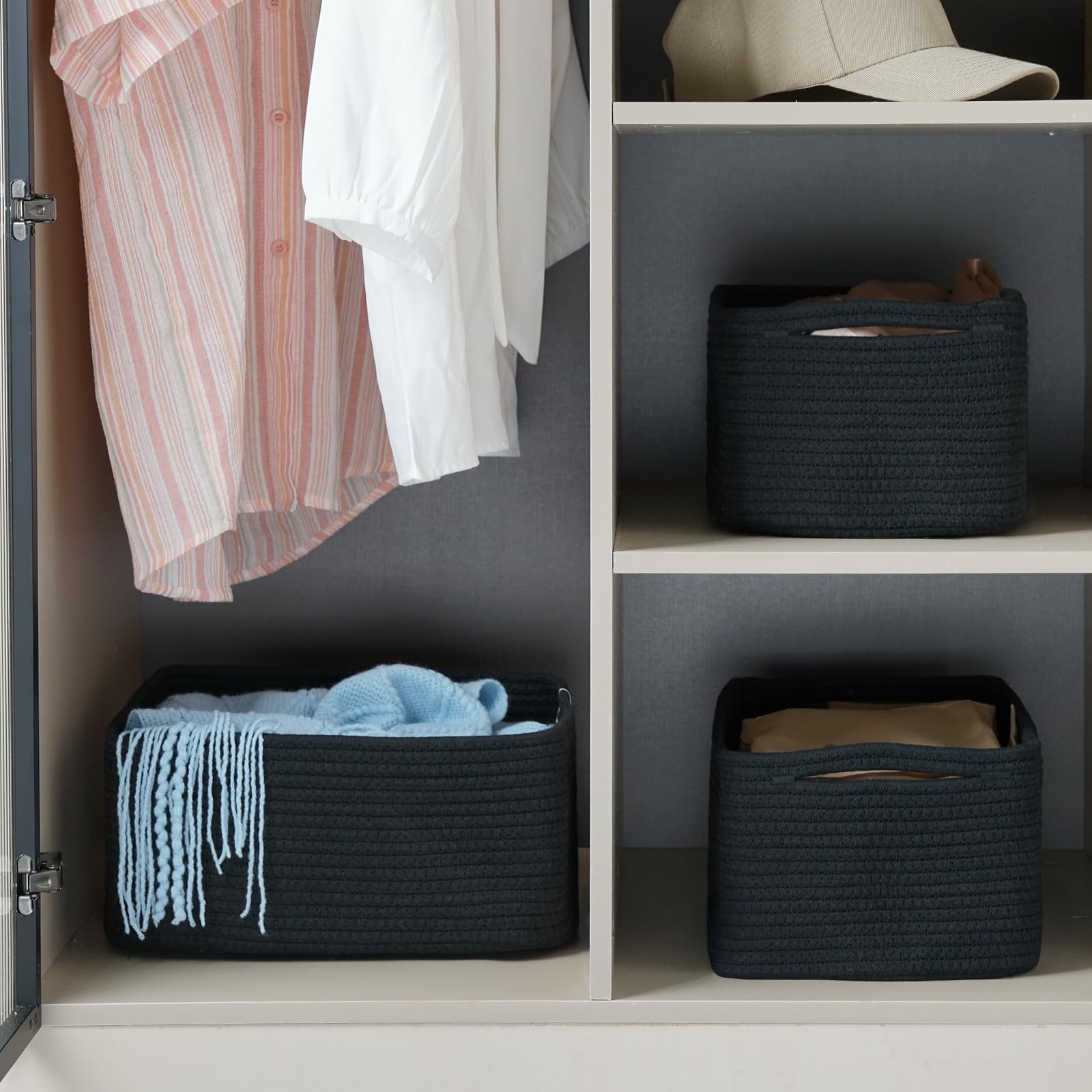 Maxuni cube decorative storage bin for toy and book organization.