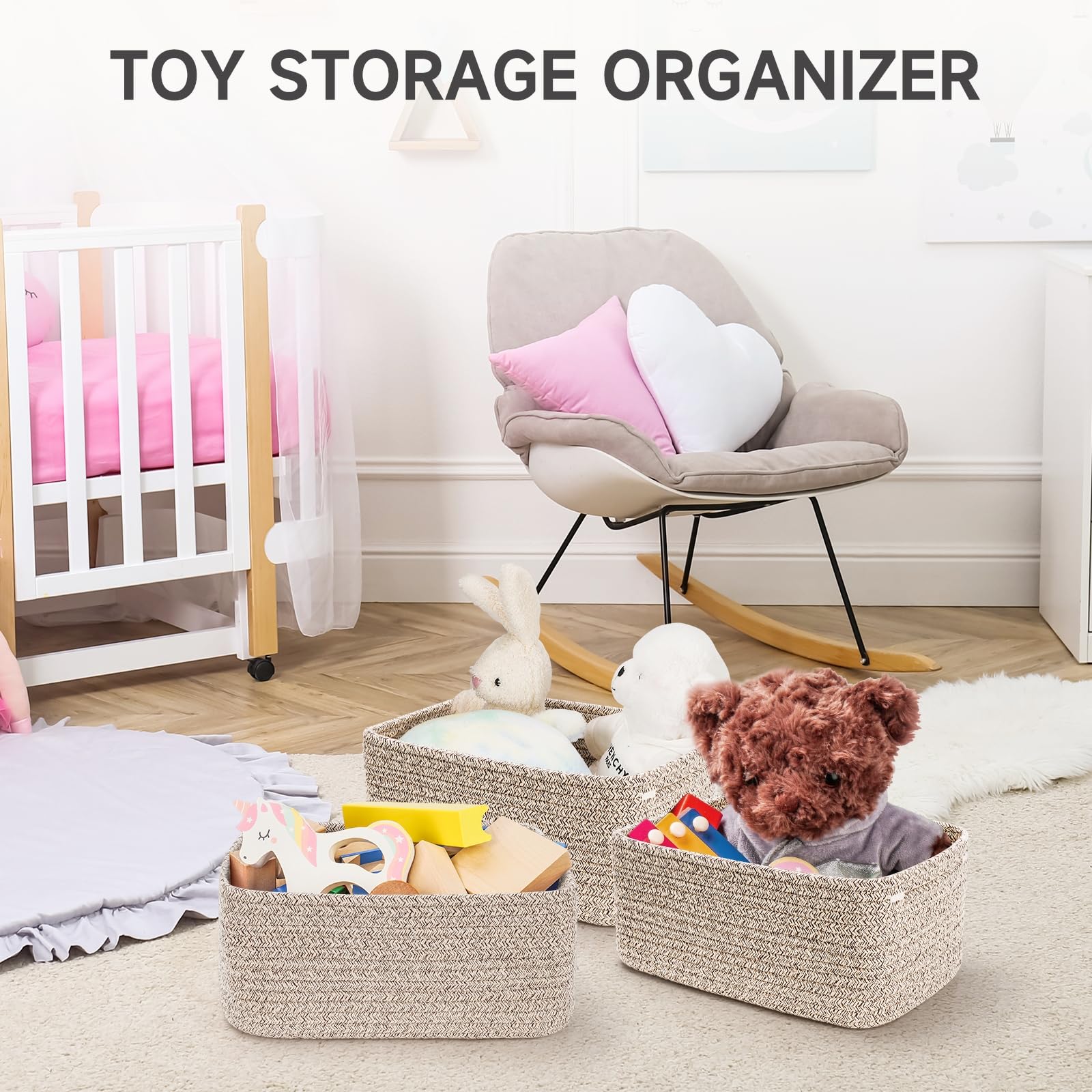 Maxuni cube rope storage basket in room for organized living spaces.