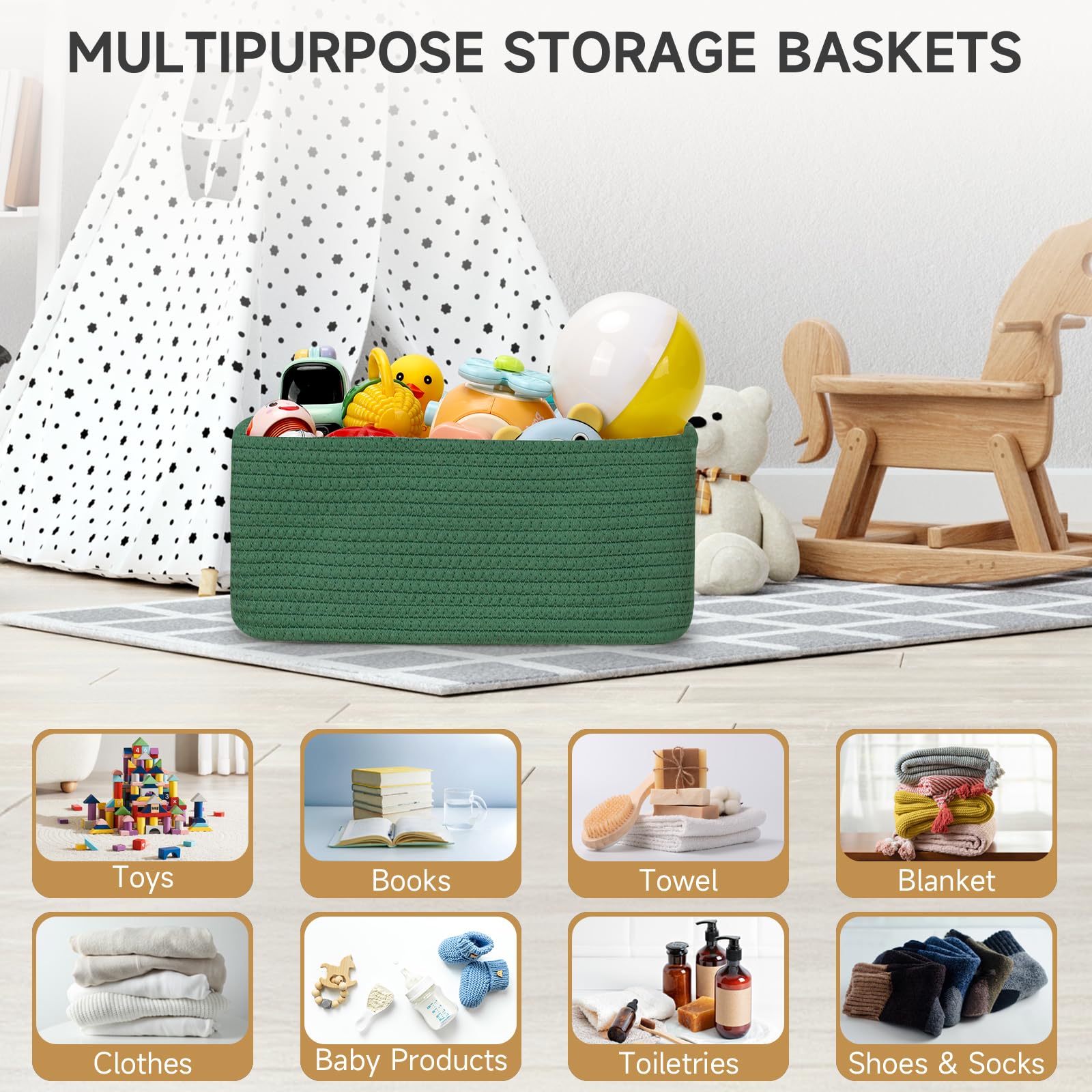 Maxuni cube rope storage bins elevate decor while keeping items tidy and accessible.