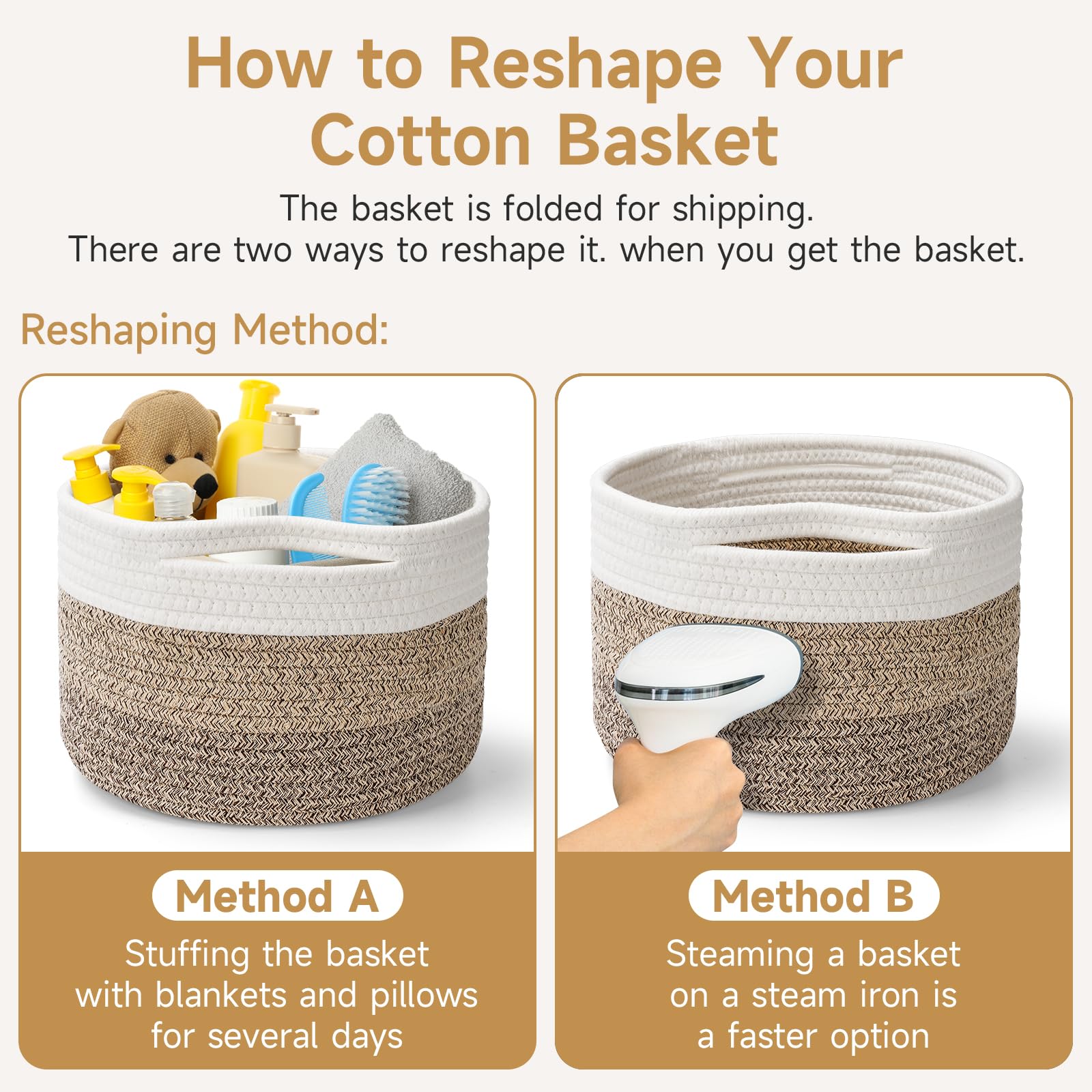Maxuni basket demonstrates easy shaping after unpacking