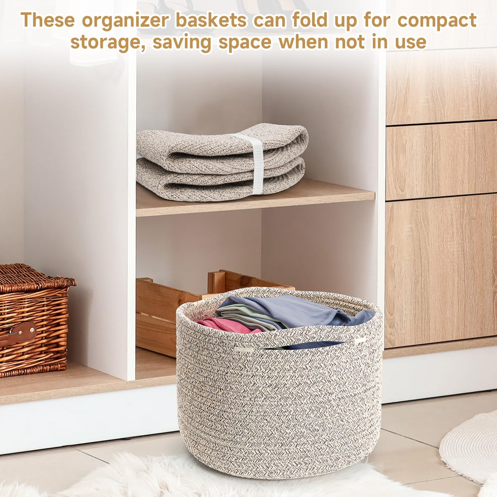 Maxuni brown cotton storage bin suitable for toys, cosmetics, or keys.