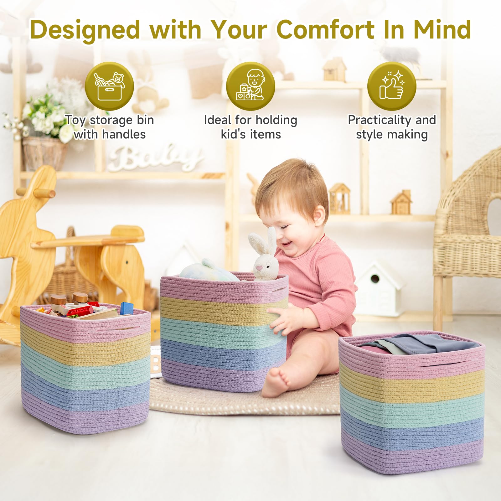 Maxuni hidden-handles rope basket offers easy transport for heavy items