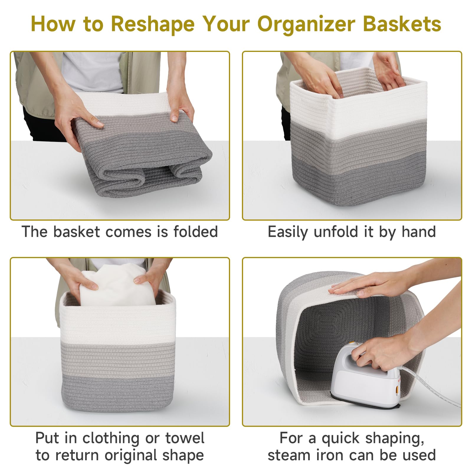 Maxuni versatile cube basket set for living spaces, baby rooms, playrooms, and classroom storage.