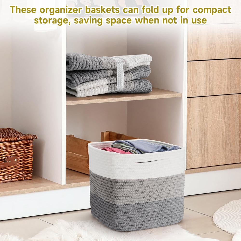 Maxuni reinforced handles basket, double-stitched for heavy loads, ideal for pantry or closet tidying.