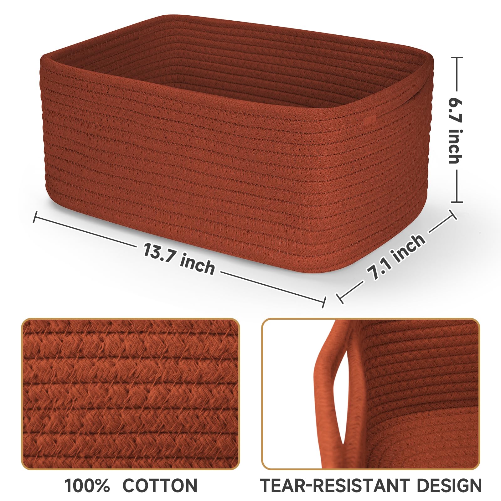 Maxuni rope baskets with reinforced handles keep shelves tidy.